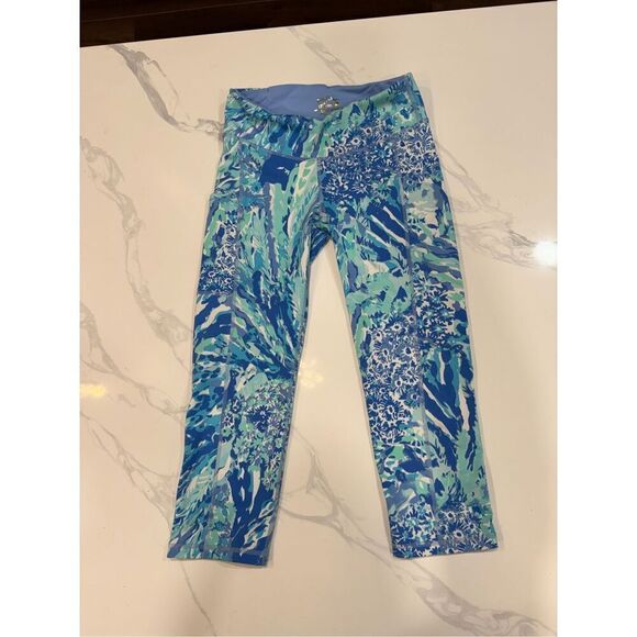 Lilly Pulitzer Luxletic Hey Hey Solei Print Weekender Cropped Leggings Size Smal - Picture 1 of 7